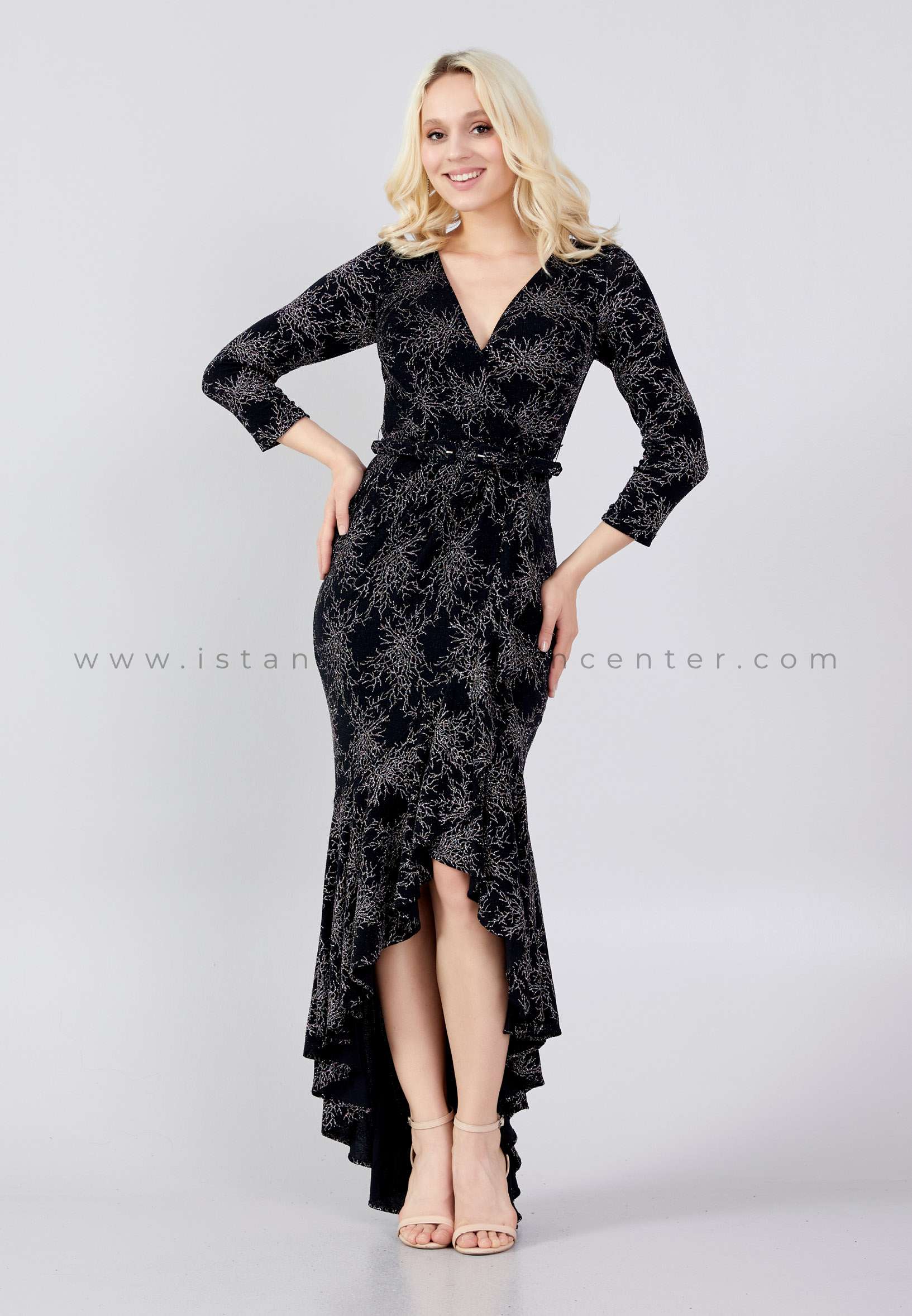 High neck outlet wedding guest dress