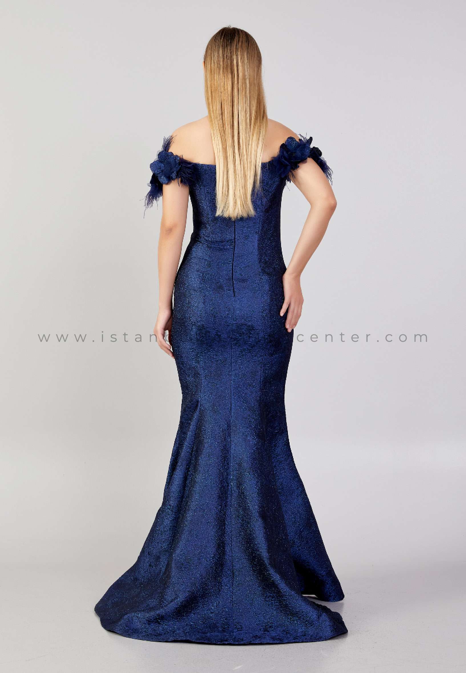 Navy blue off the shoulder hot sale mermaid dress