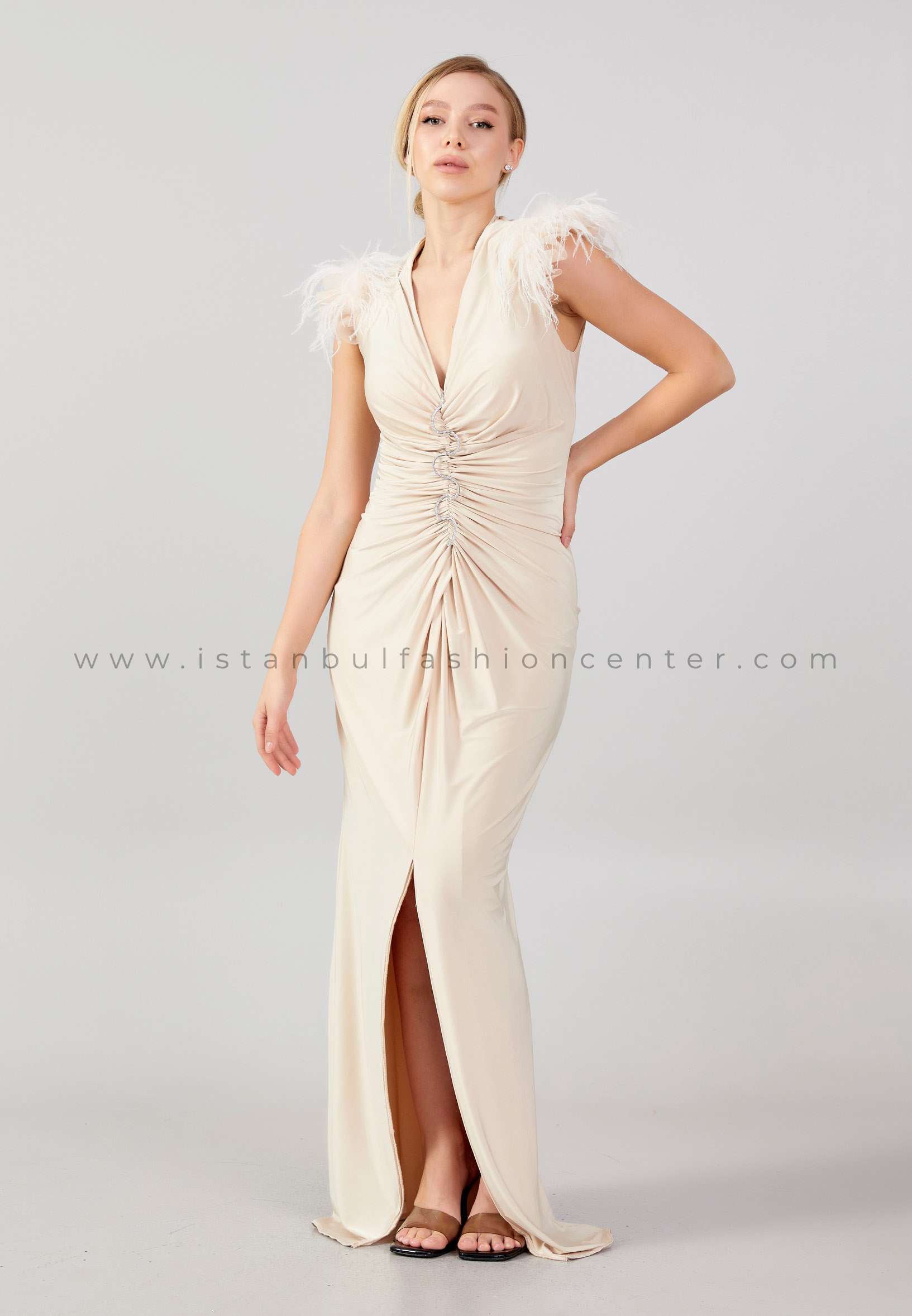 Elegant Pleated Tea Length High Stretch Backless Wedding Guest Dress