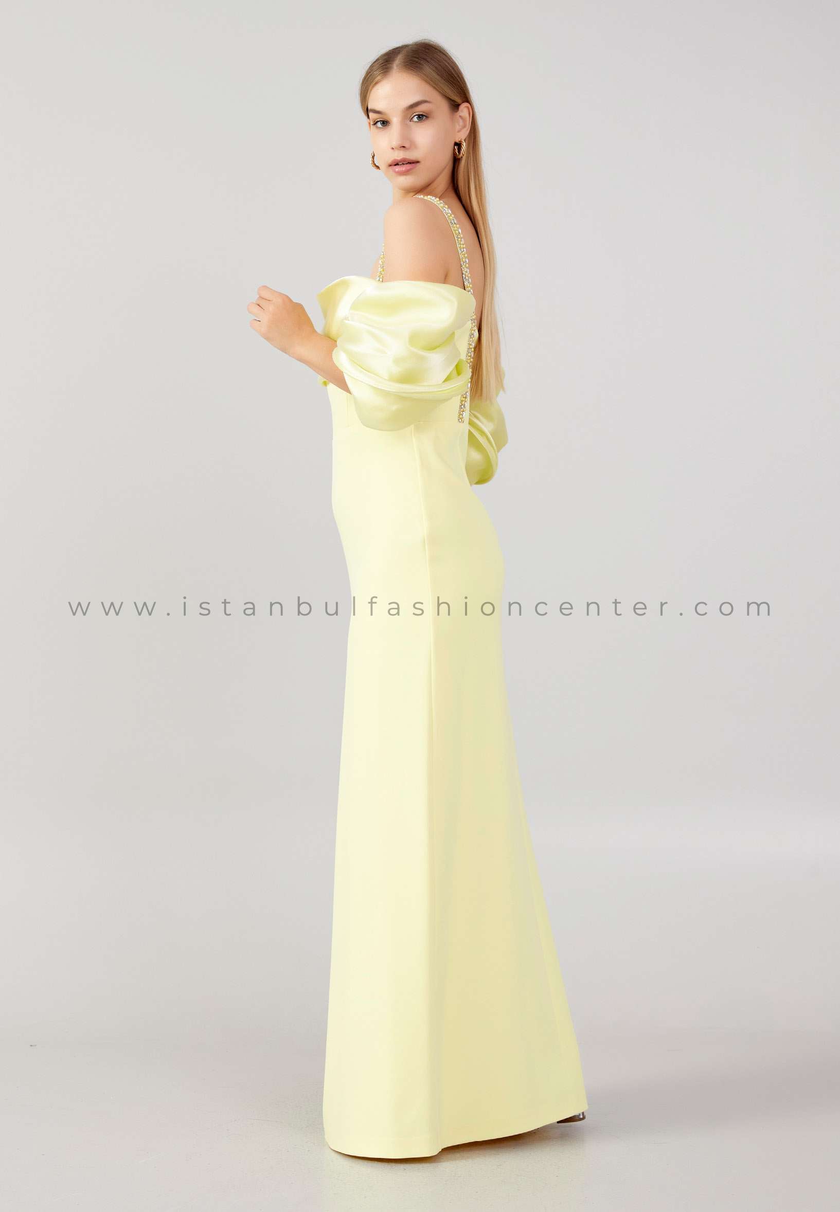 NSET Off Shoulder Maxi Crepe Column Plus Size Yellow Wedding