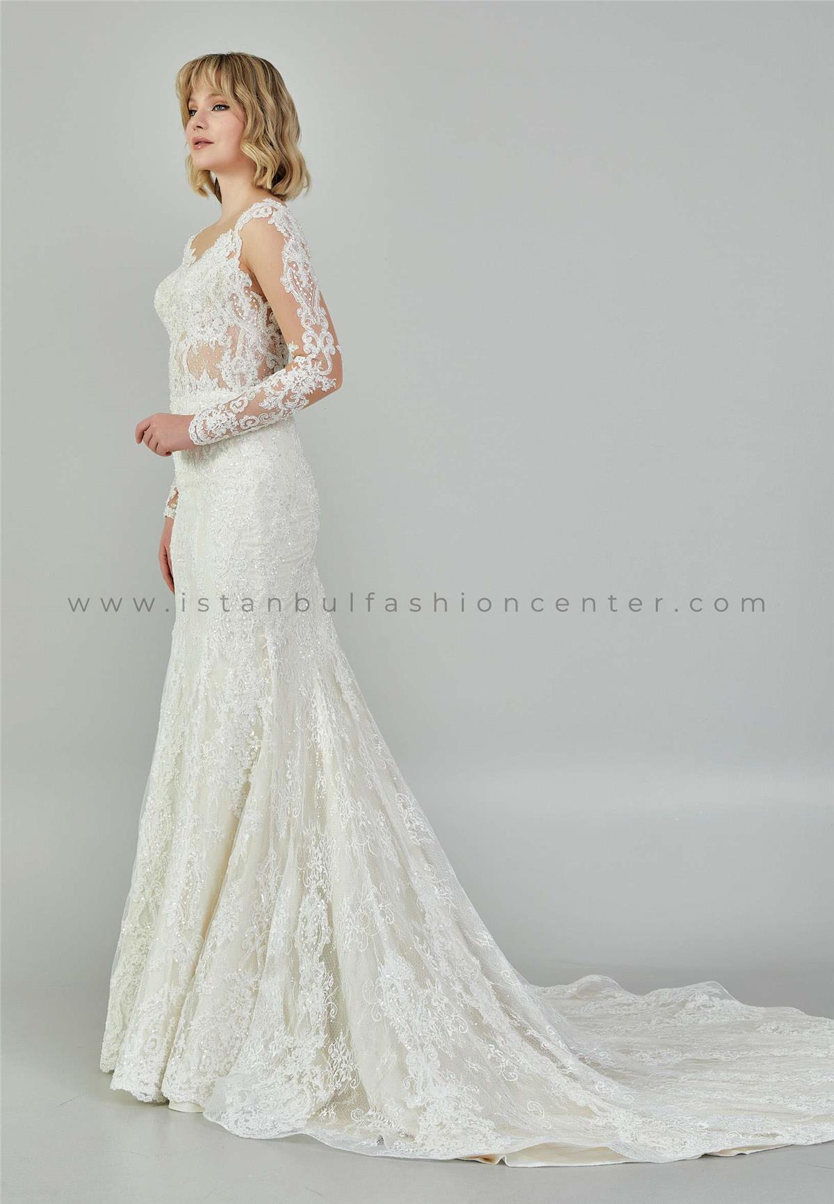 Long Sleeve Maxi Lace Regular Ecru Wedding Dress Jmrj399kıb