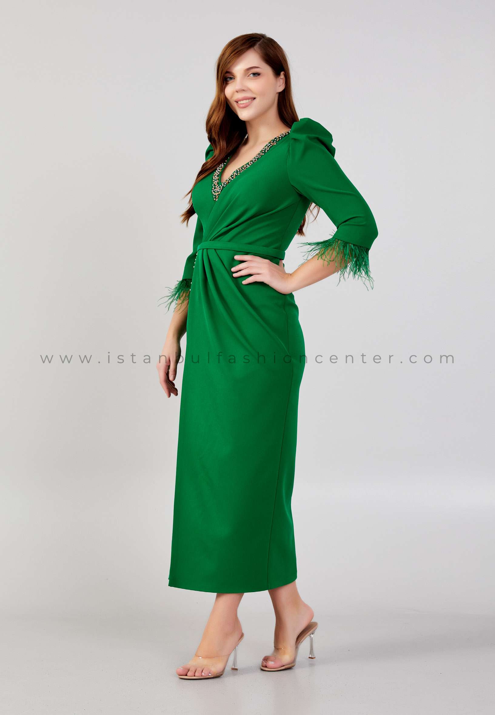 JOIN ME Mid-Length Midi Crepe Column Plus Size Green Wedding Guest Dress  Jnm23-464zum