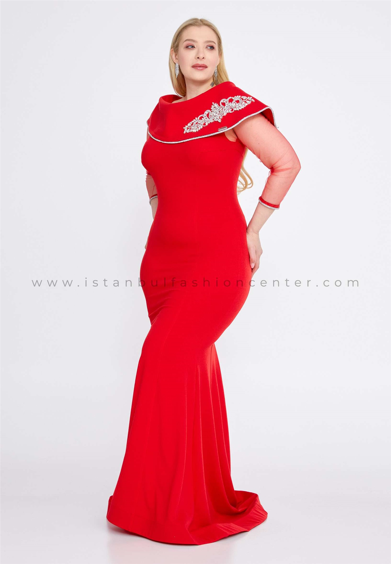 Red mermaid dress shop plus size