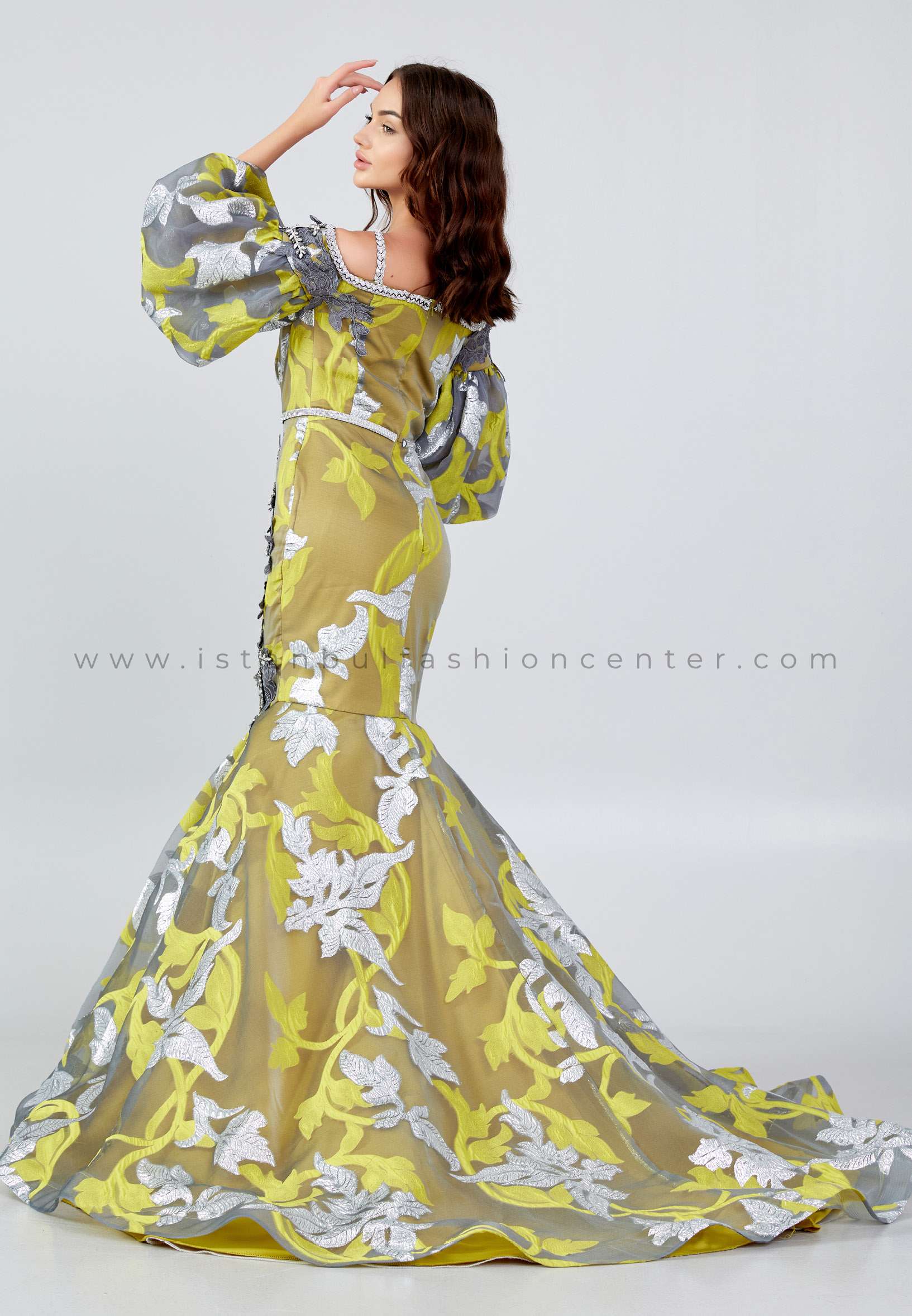 Grey dress top with yellow flowers