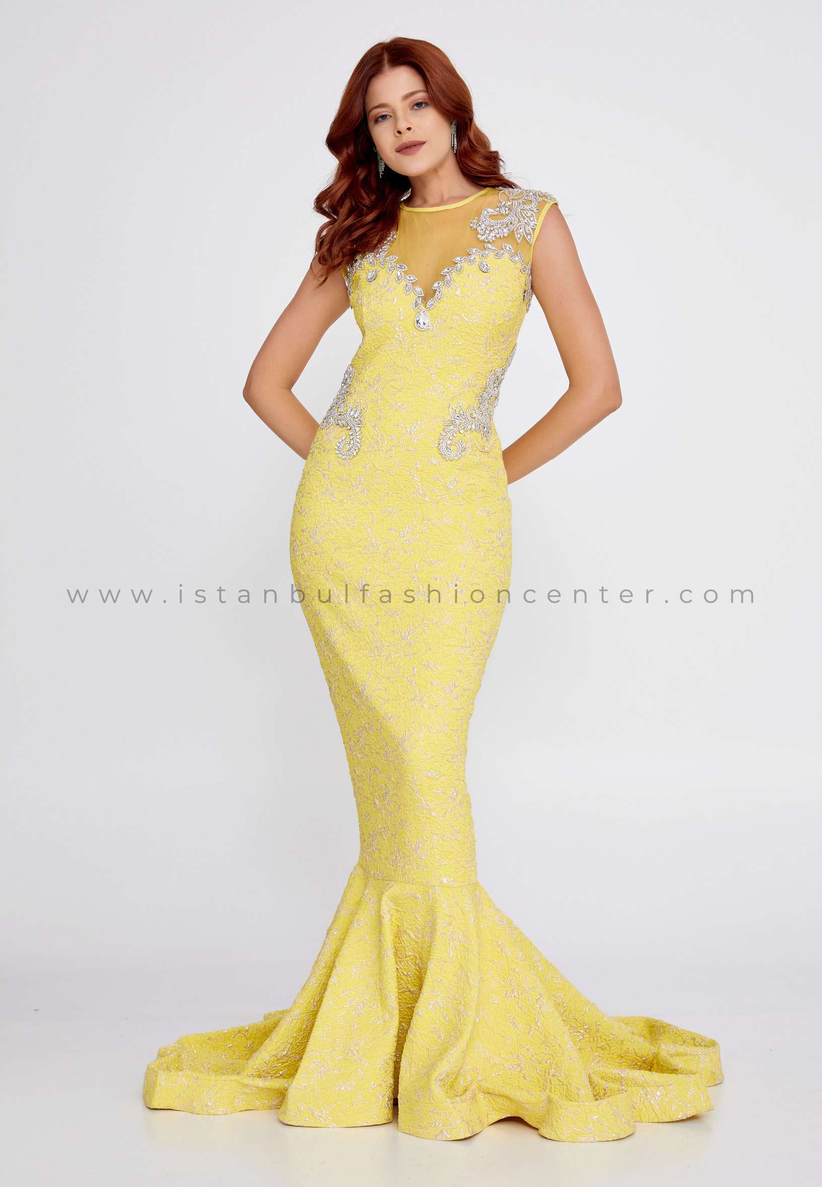 Yellow Tulle A-line V-neck Prom Dresses With Belt MP817 | Musebridals