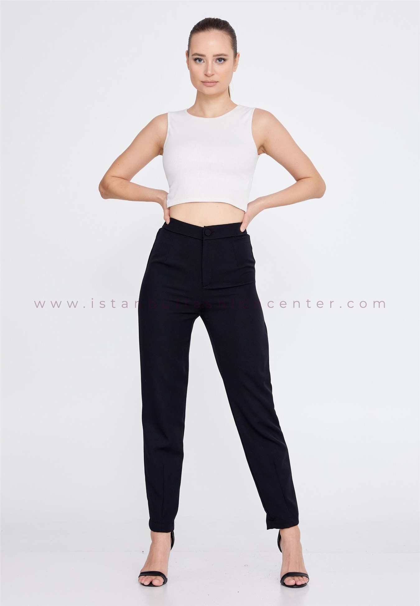 GEMKO Skinny Fit Plus Size Black Pants Gem14160xlsyh