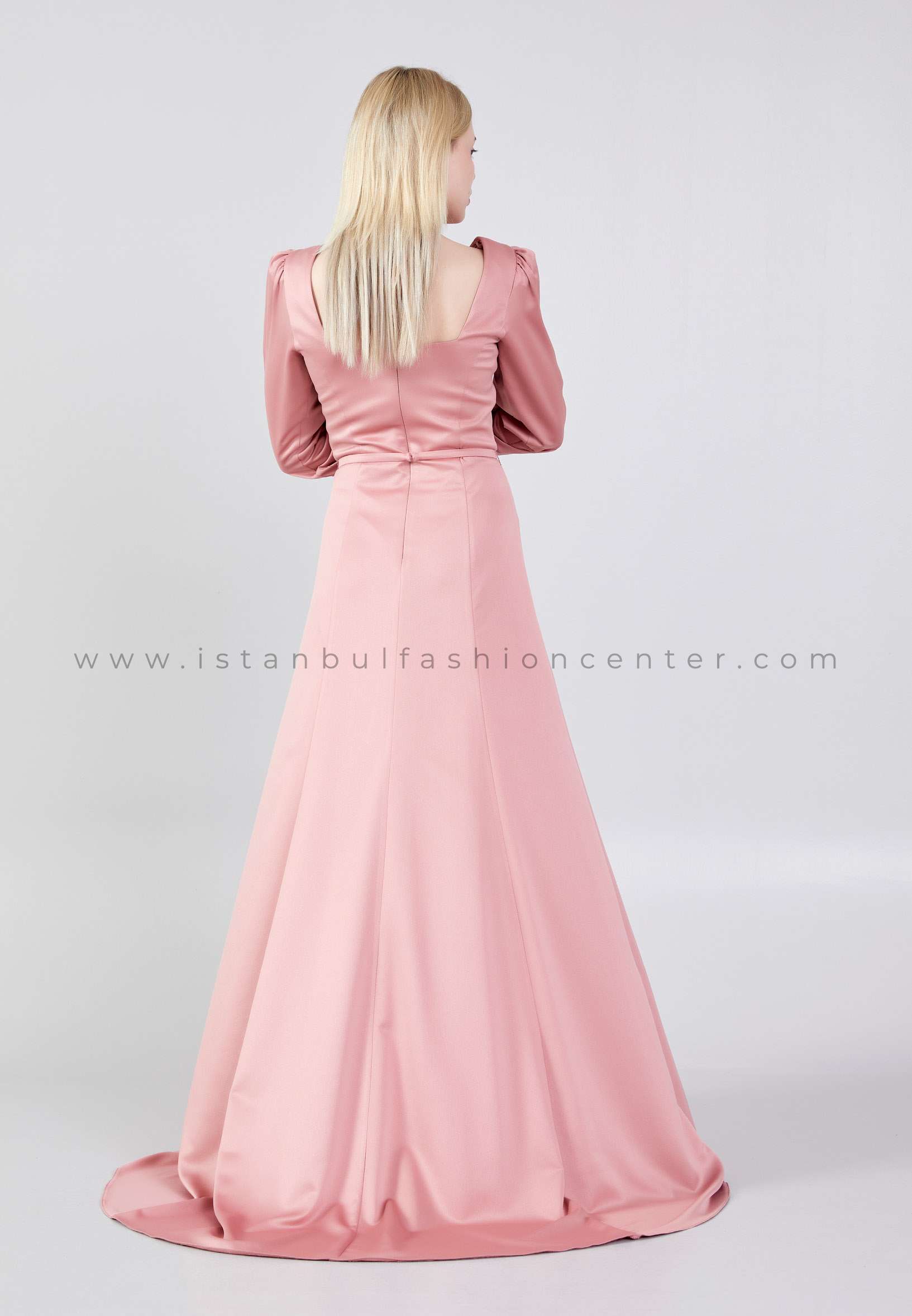 MONTEROSA Long Sleeve Maxi Crepe Column Regular Pink Evening Dress Arm288kyo