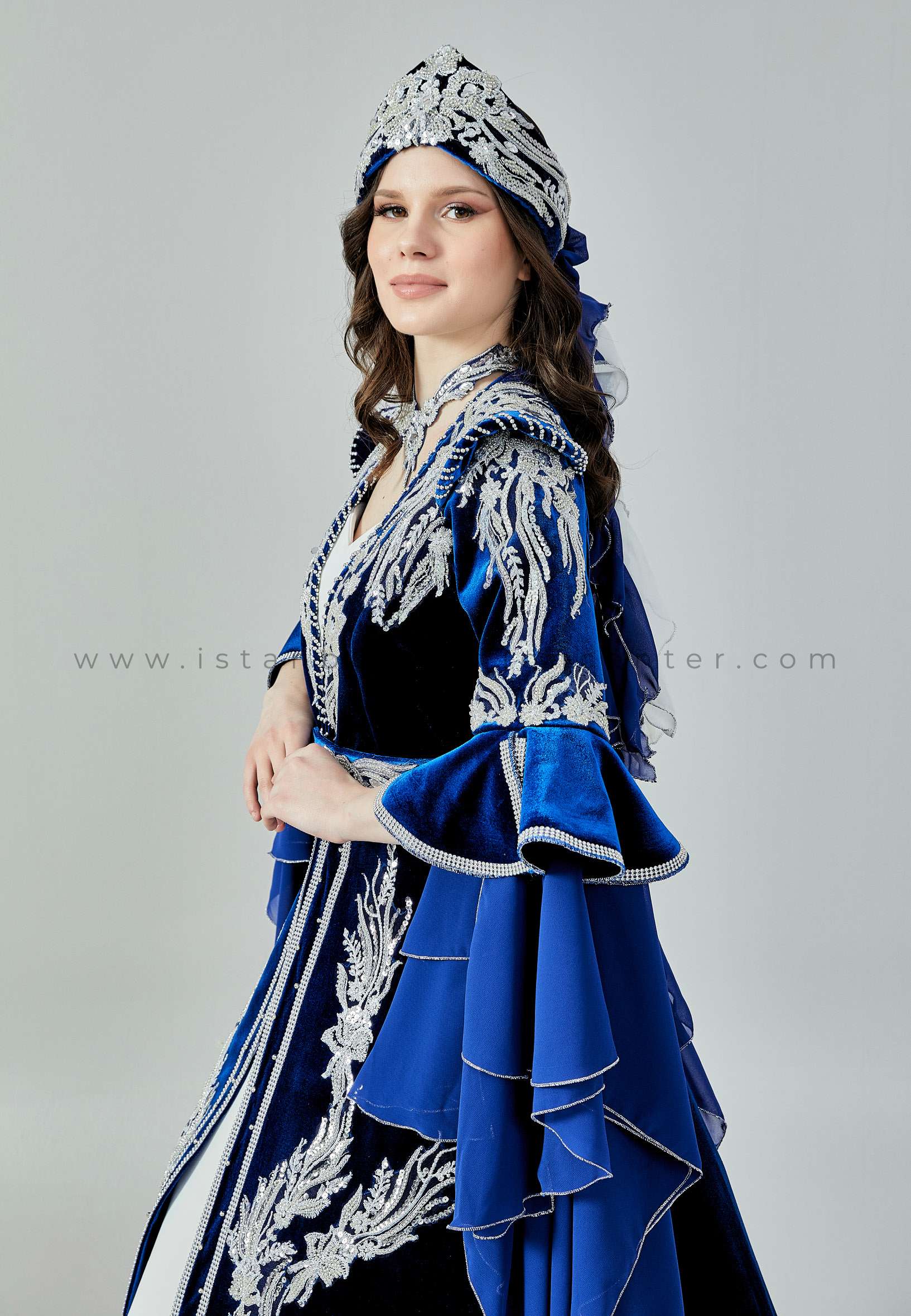 Buy INDIFUSION Blue One-Side Kaftan Dress Online at Indifusion