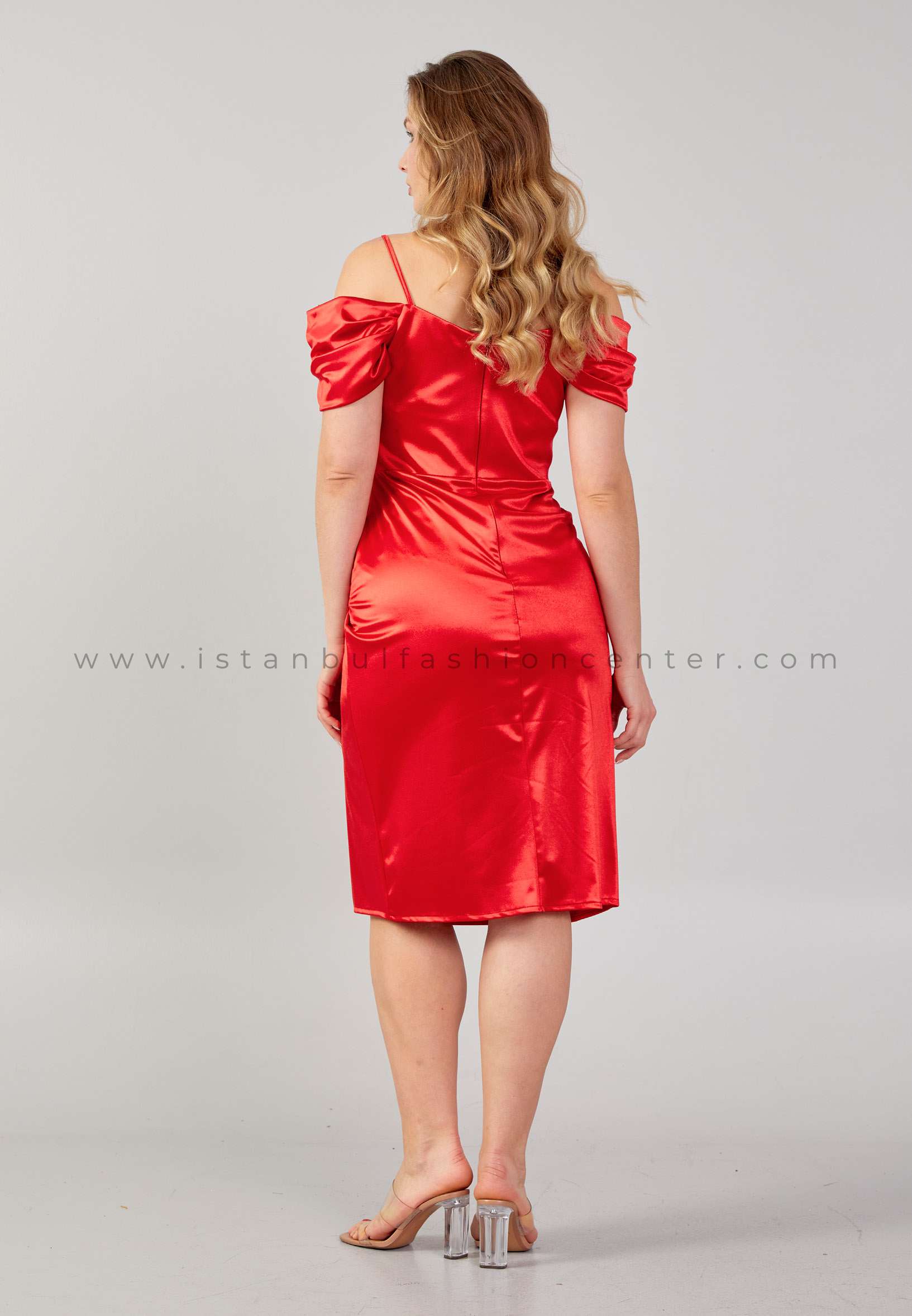Off-the-Shoulder Satin Midi Dress