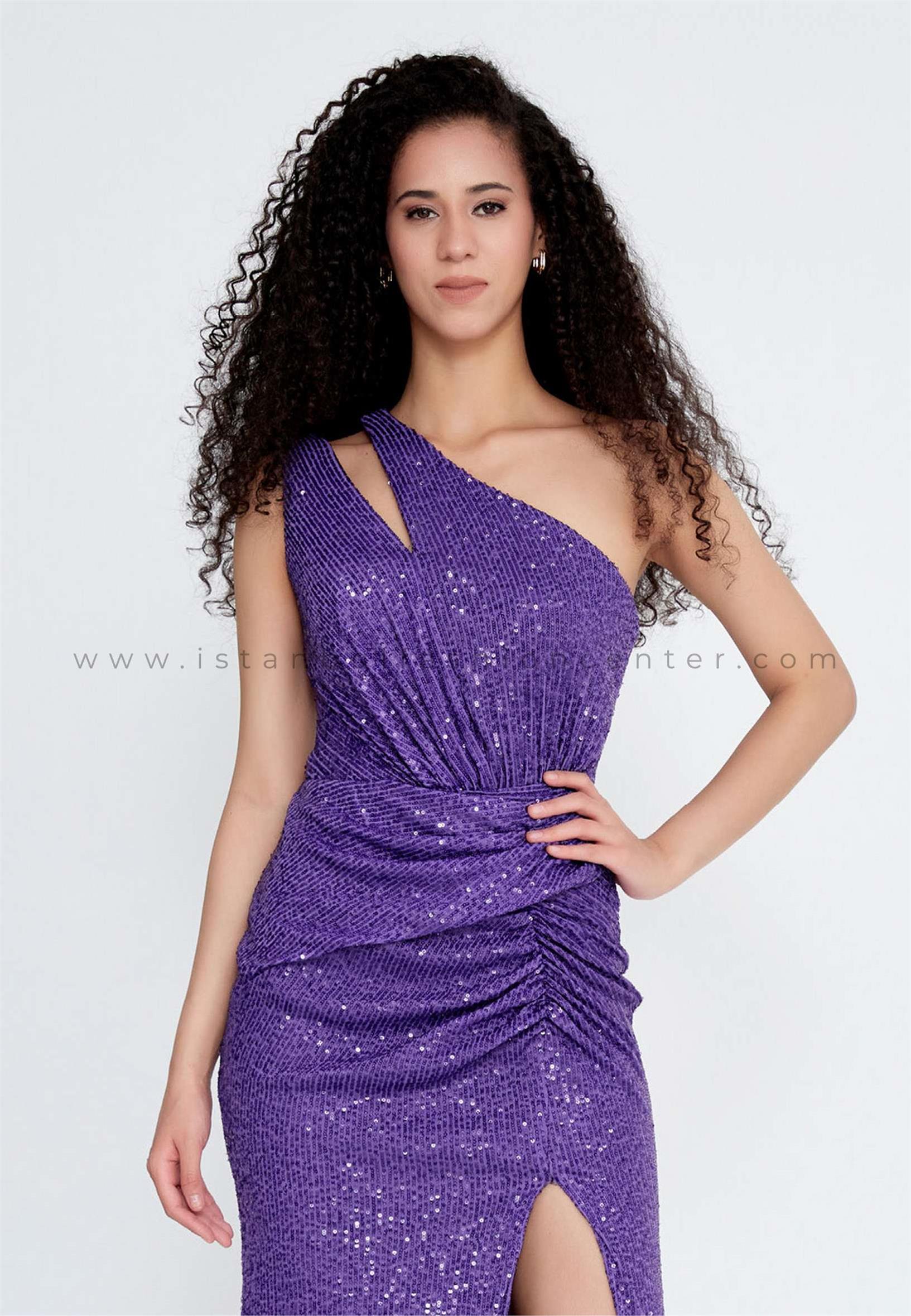 Purple Dress - One-Shoulder Maxi Dress - Purple Sleeveless Dress