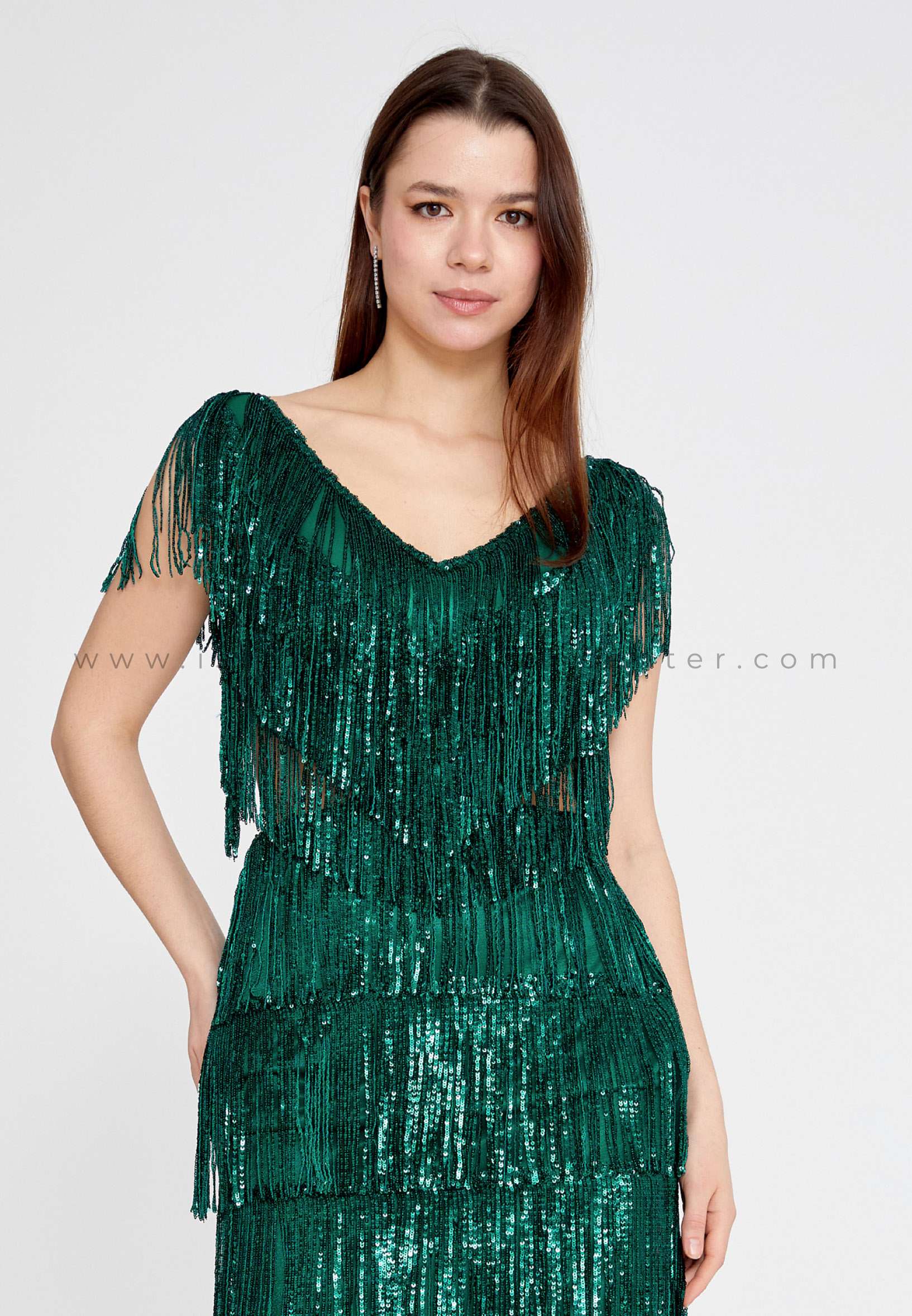 RAMONNA LIFE Sleeveless Mini Sequin Column Regular Green Cocktail Dress Rmn3283zum