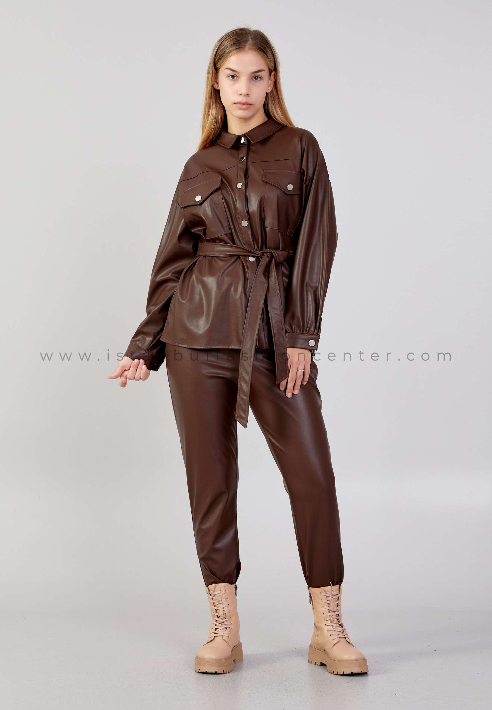 Two piece deals leather outfit