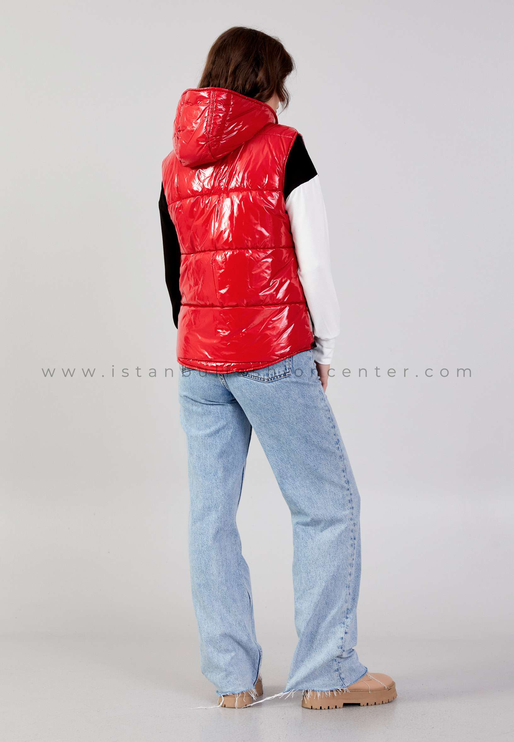 YSATİS Sleeveless Plaid Regular Red Black Vest Yst2223.1200105kır