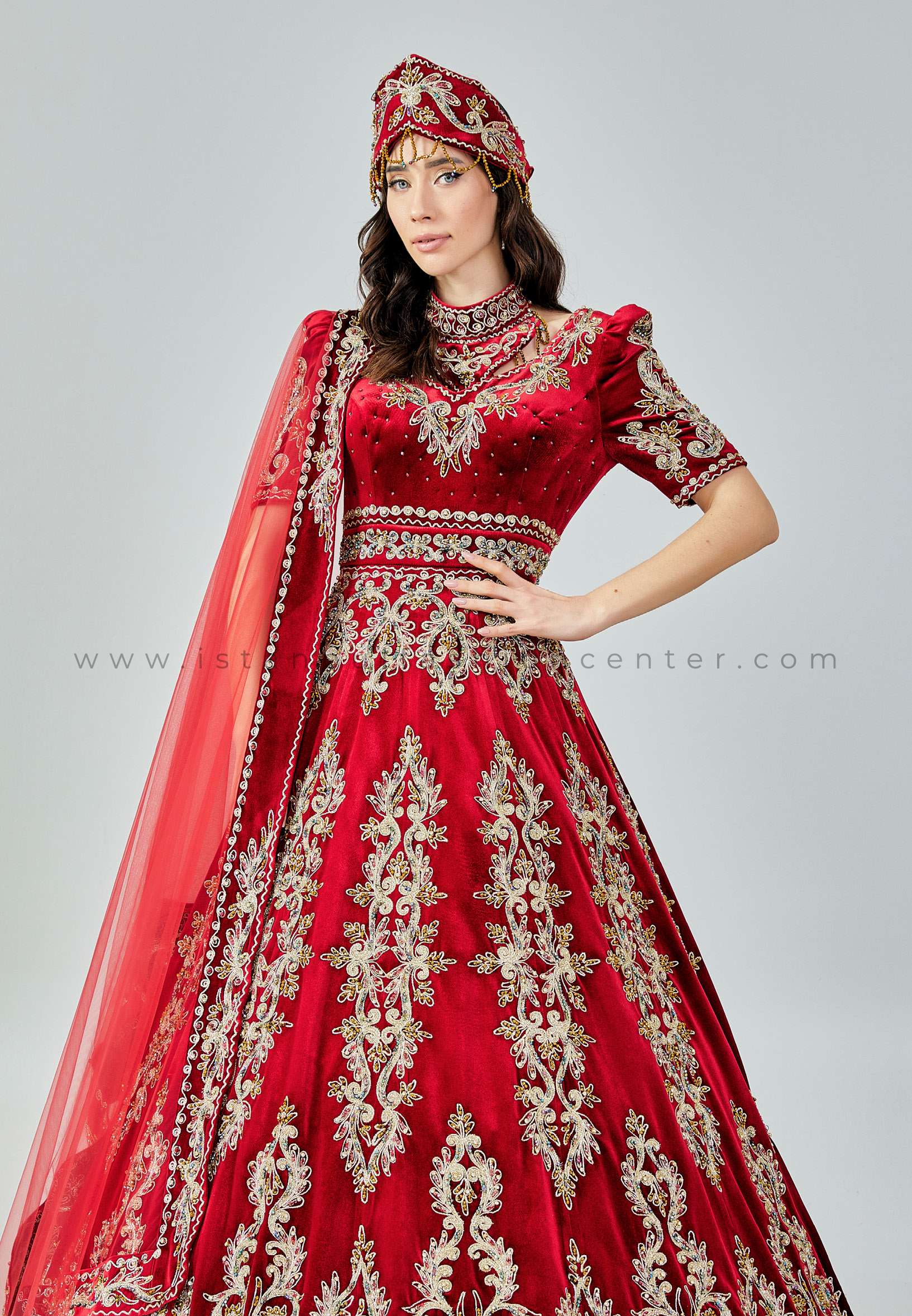 Buy Bright Red Princess Wedding Dress With Unique Neck Design, Made to  Measure Luxury Red Bridal Ball Gown Online in India - Etsy