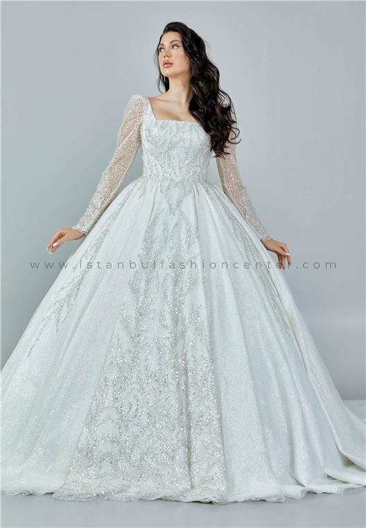 Dream House Long Sleeve Maxi Tulle Regular Ecru Wedding Dress Dmhm442kıb