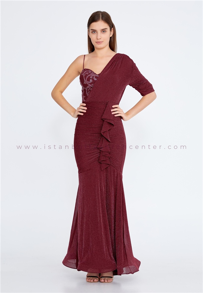 ELYSİON Short Sleeve Maxi Lycra Mermaid Regular Burgundy Wedding