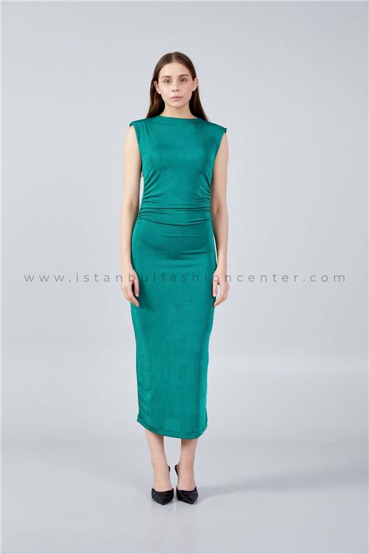 MIZALLEShort Sleeve Midi Lycra Bodycon Regular Green Casual Dress Mzlm2ml1030120028ysl
