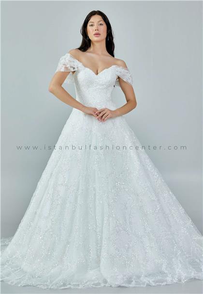 DREAM HOUSEShort Sleeve Maxi Tulle Regular Ecru Wedding Dress Dmhm470kıb