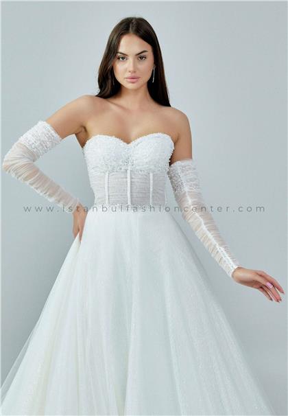 DREAM HOUSESleeveless Maxi Tulle Regular Ecru Wedding Dress Dmhm410kıb