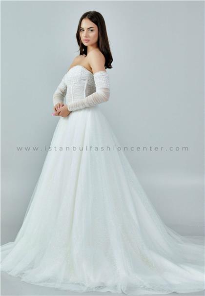 DREAM HOUSESleeveless Maxi Tulle Regular Ecru Wedding Dress Dmhm410kıb