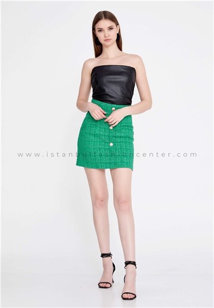 EXPLOSIONMini Solid Color Regular Green Skirt Exp22227ysl