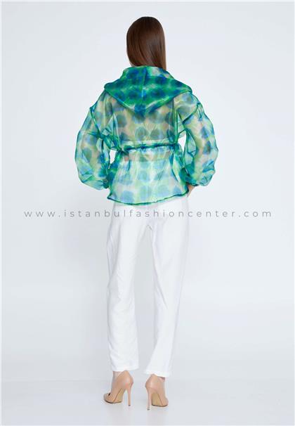 GULLAY Long Sleeve Polyester Regular Green Blue Cardigan Glly24tk602ysl