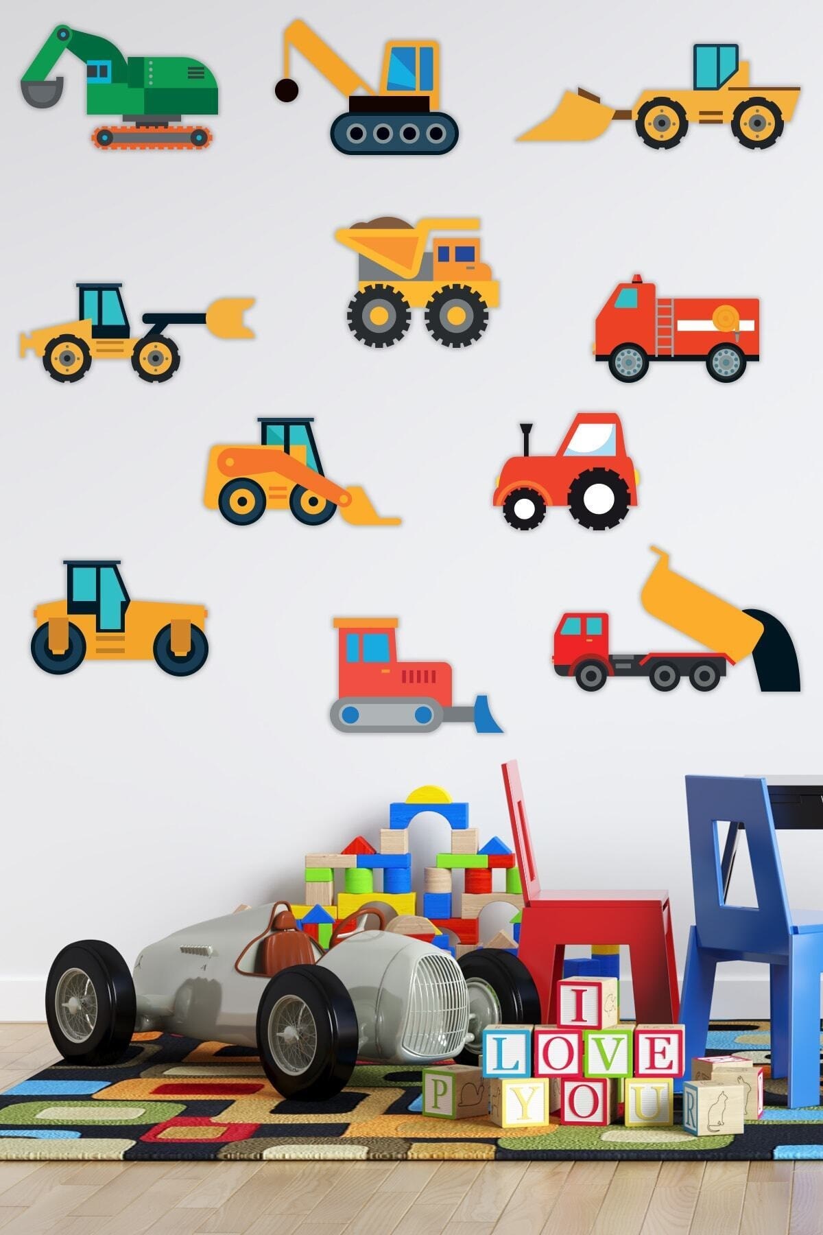 Walldeco Küçük Iş Araçları Çocuk Odası Duvar Sticker