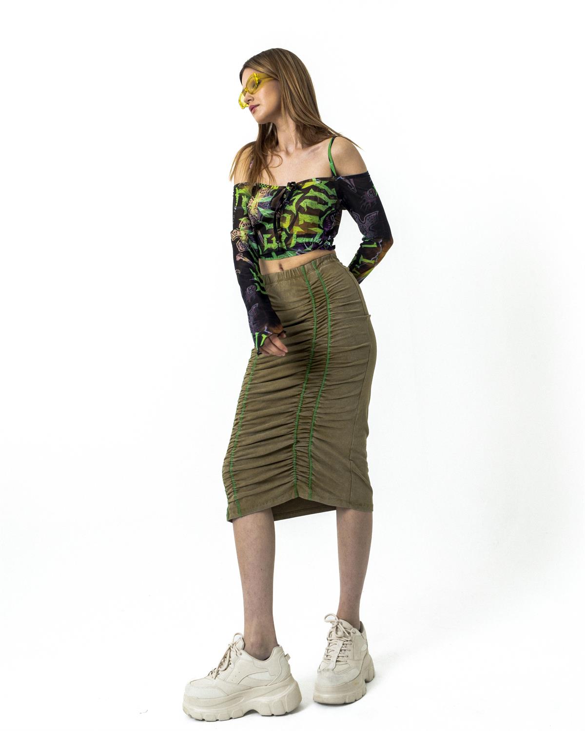 Green Striped Skirt