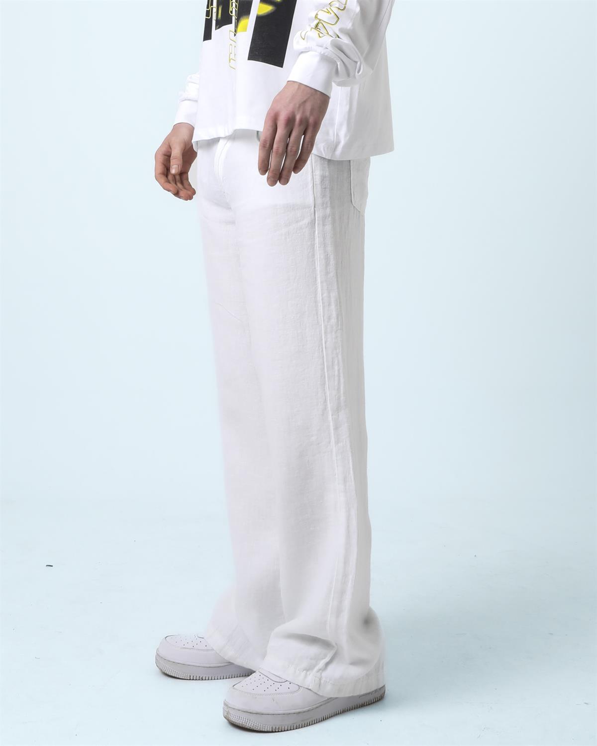 U.O  White Linen Pantolon Man 