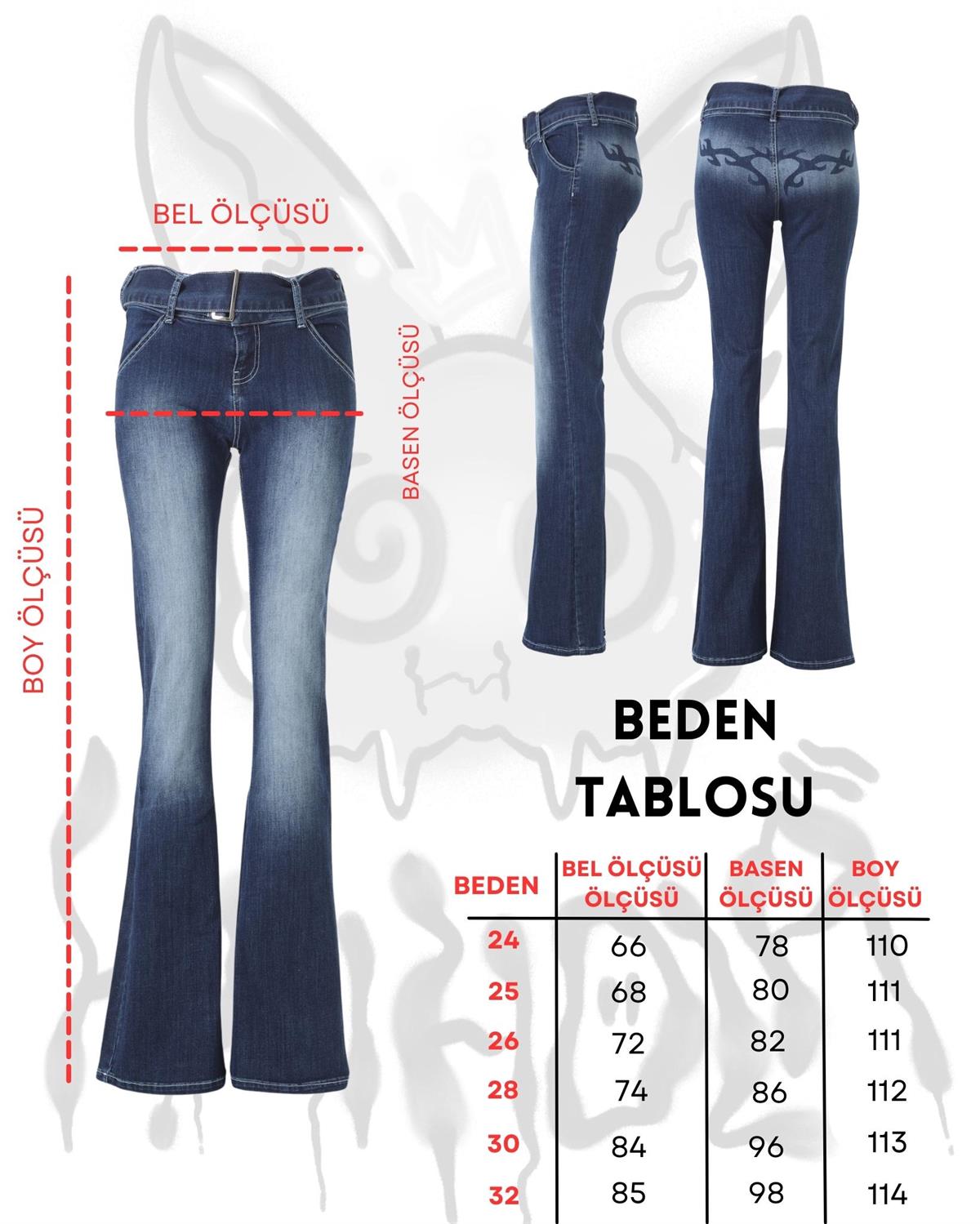 Belt Detail Bootcut Jeans