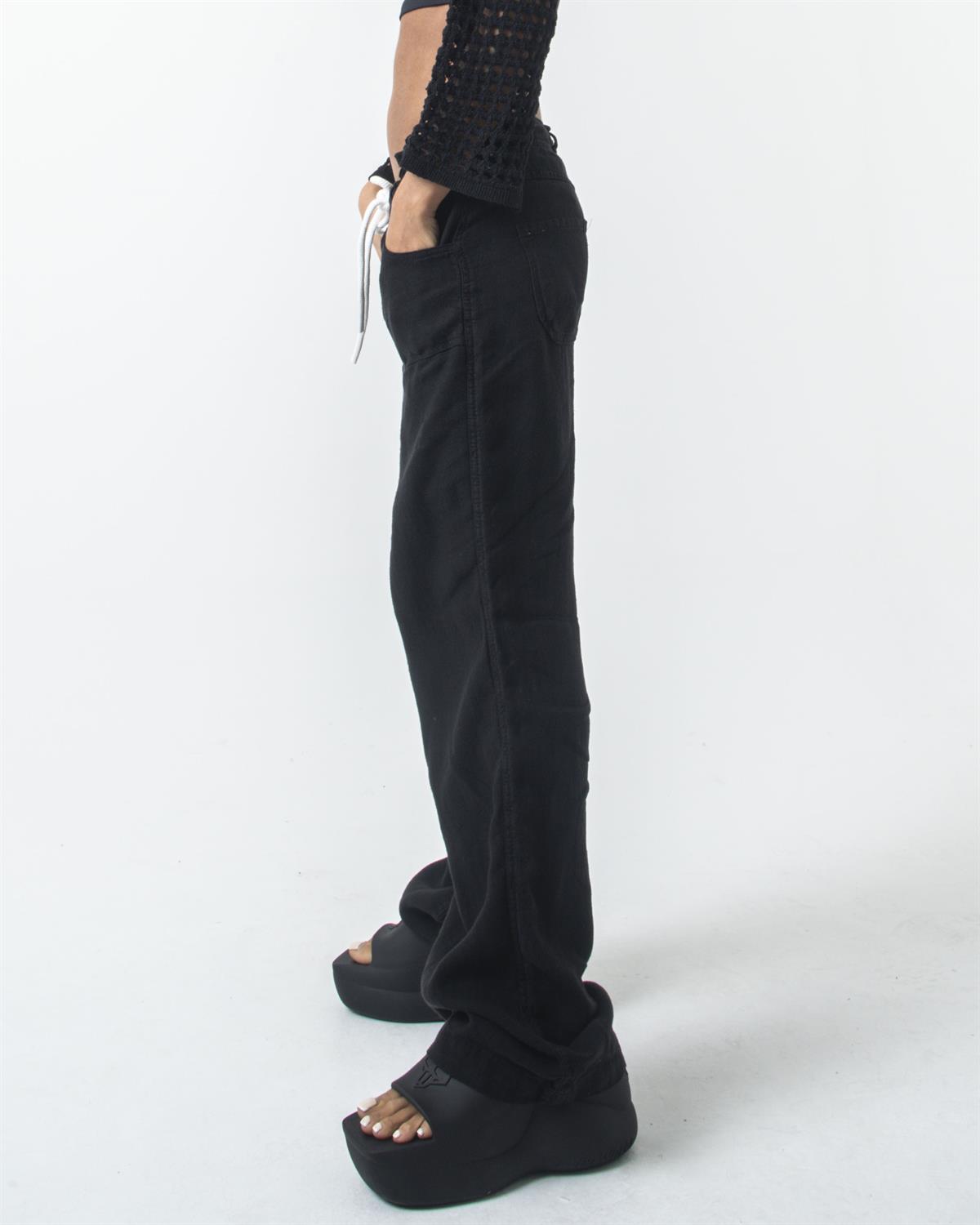 Black Linen Pantolon