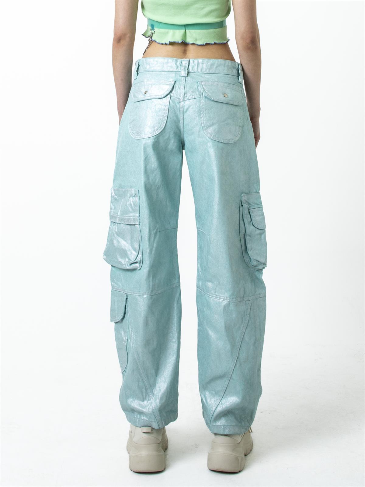 Turquoise Shiny Pantolon