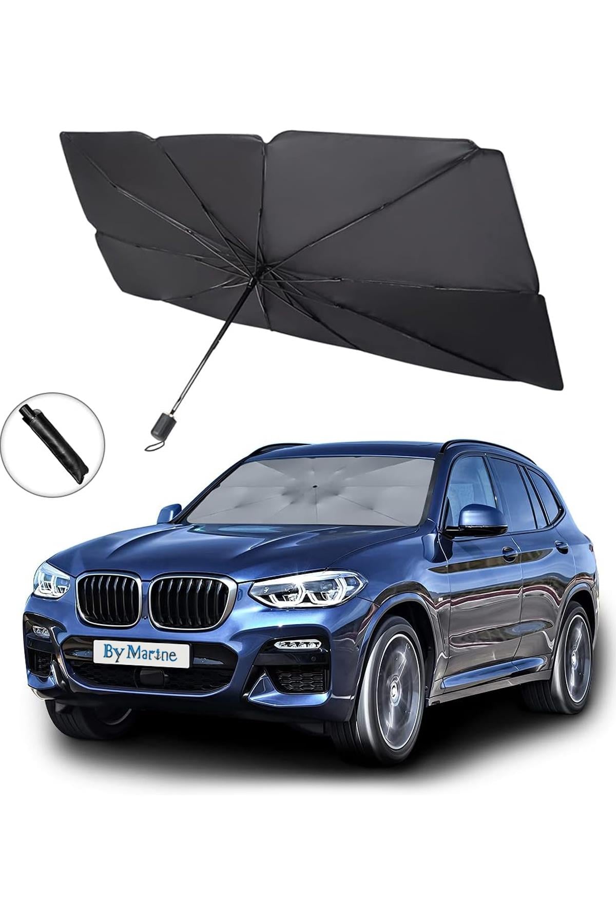 Universal Tüm Araçlara Uygun Araba Ön Cam Güneşlik Katlanabilir Güneşlik Şemsiye Ön Cam Gölgelik Büyük Boy 80 cm x 140 cm