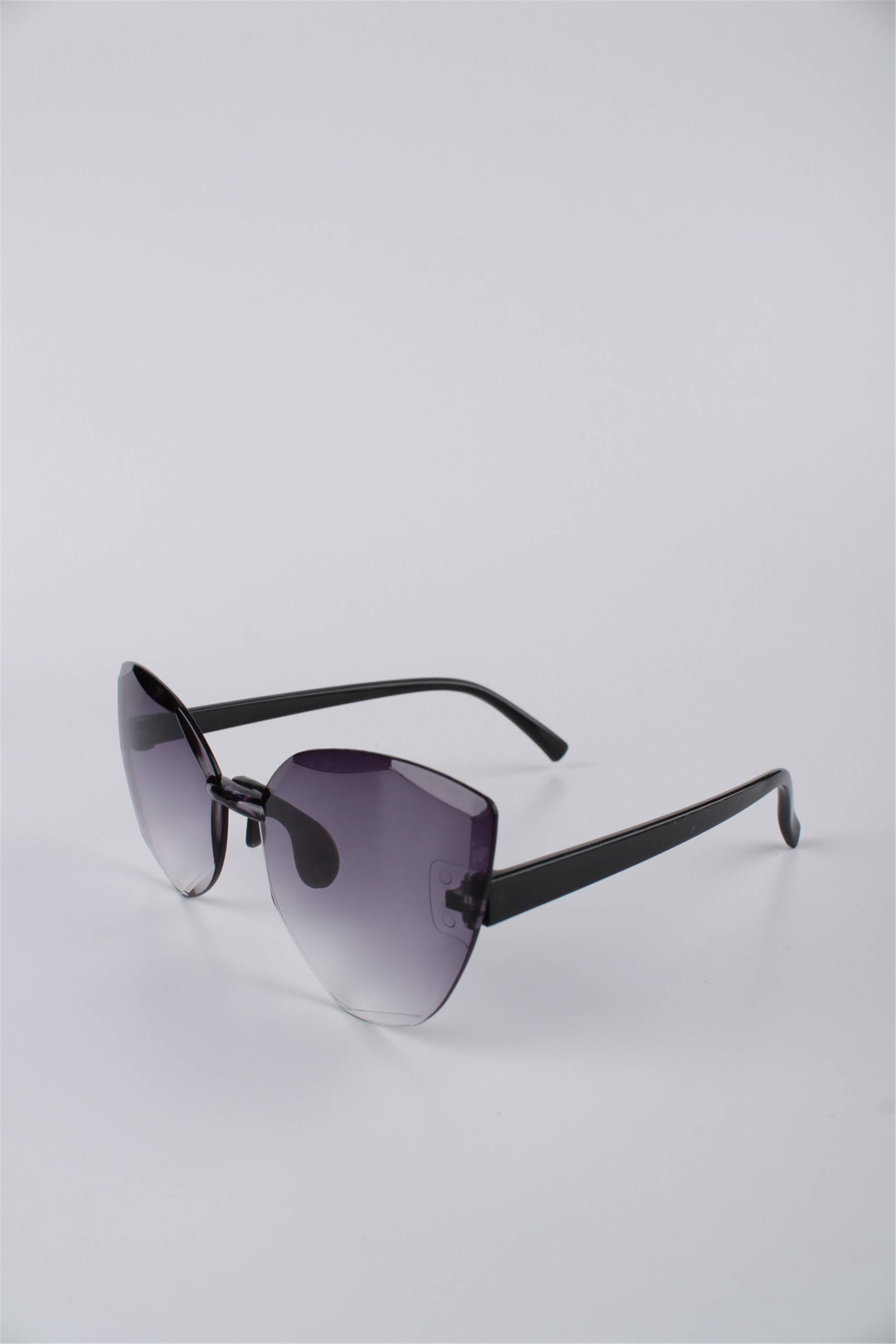 By Marine Kız Çocuk Cat Eye Çerçevesiz Degrade Camlı Güneş Gözlüğü Siyah GG25KZCOCUKRE4