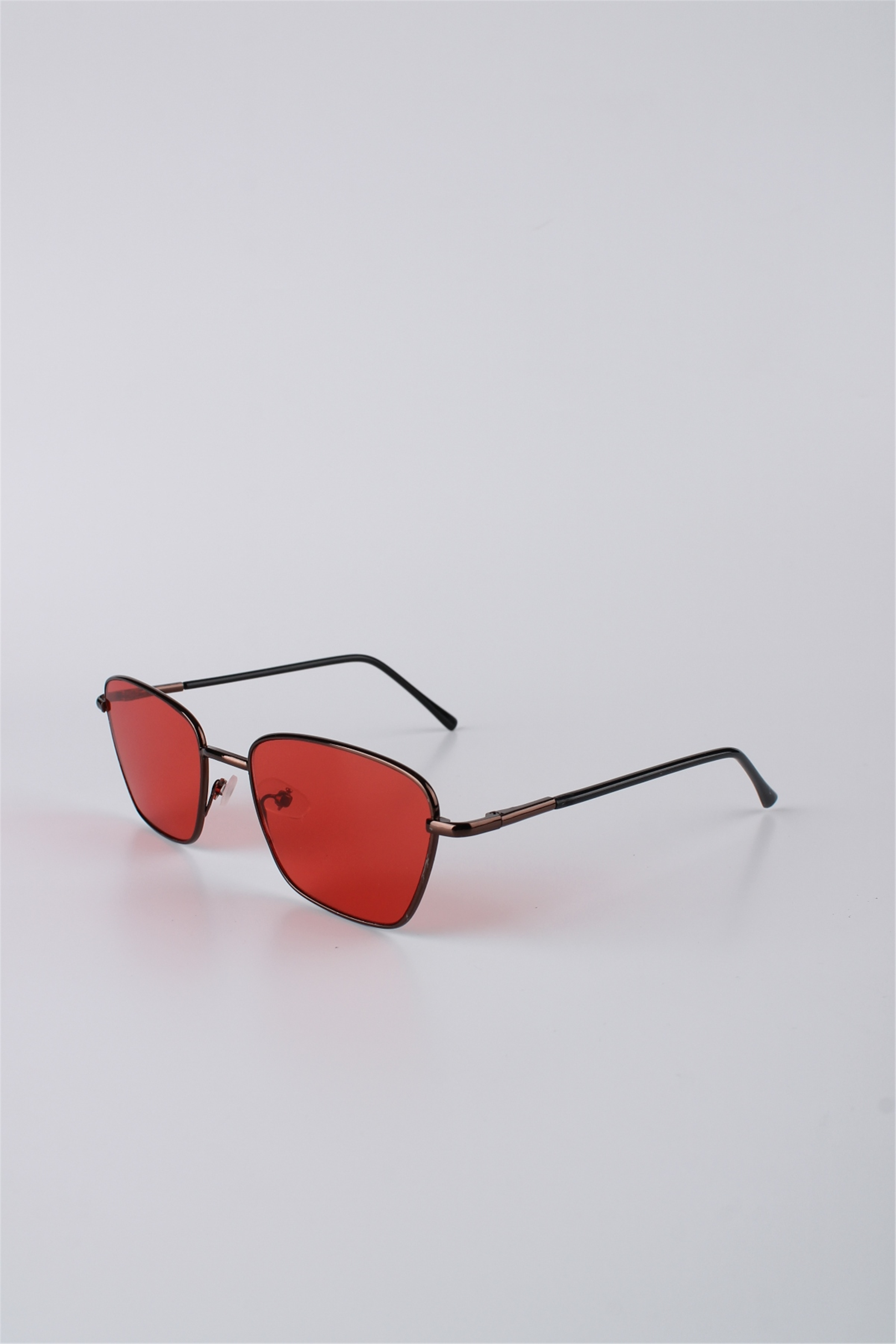 By Marine Unisex Geometrik Metal Çerçeveli Kırmızı Camlı Güneş Gözlüğü GG25BMTOMPL3R03