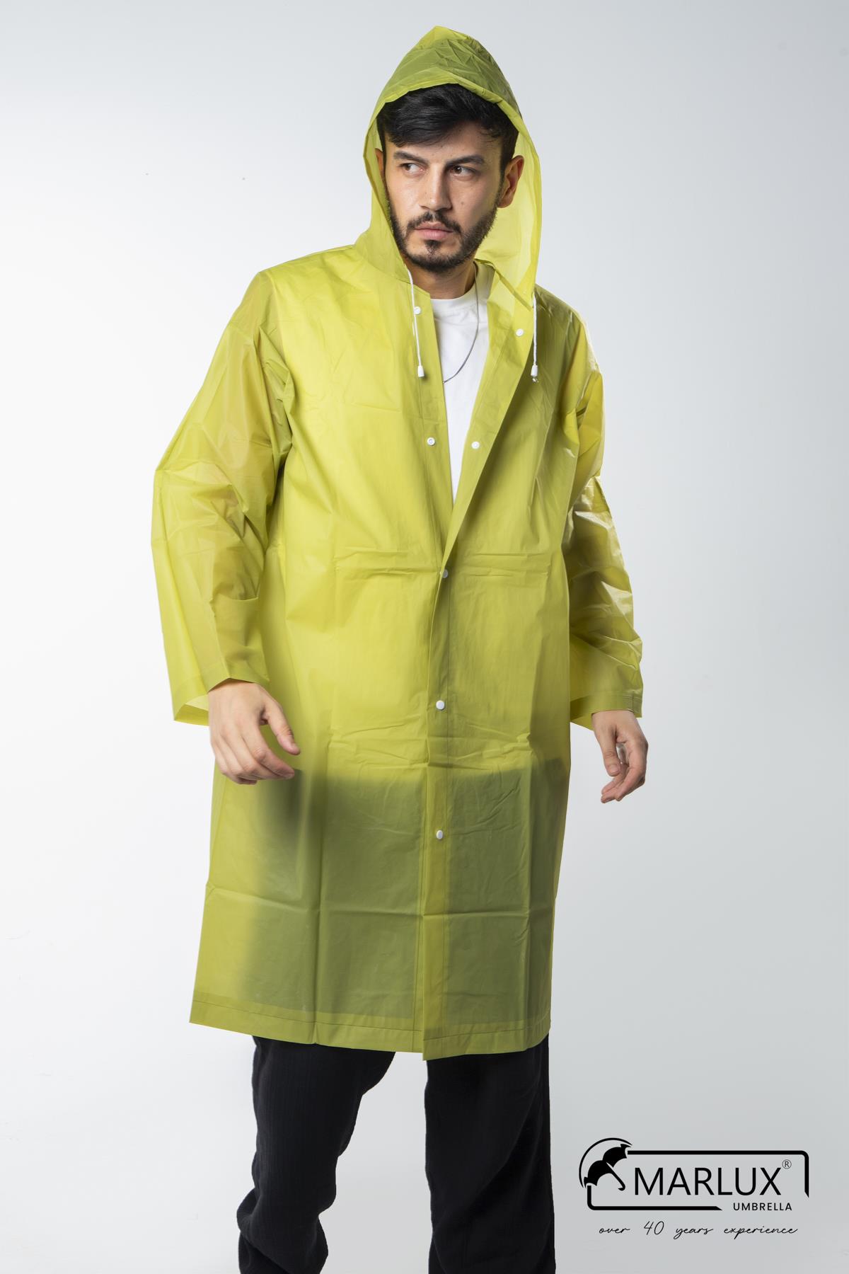 Kadın Erkek Yağmurluk Kapüşonlu Çıtçıtlı Eva Haki Yağmurluk M21MRC881R06