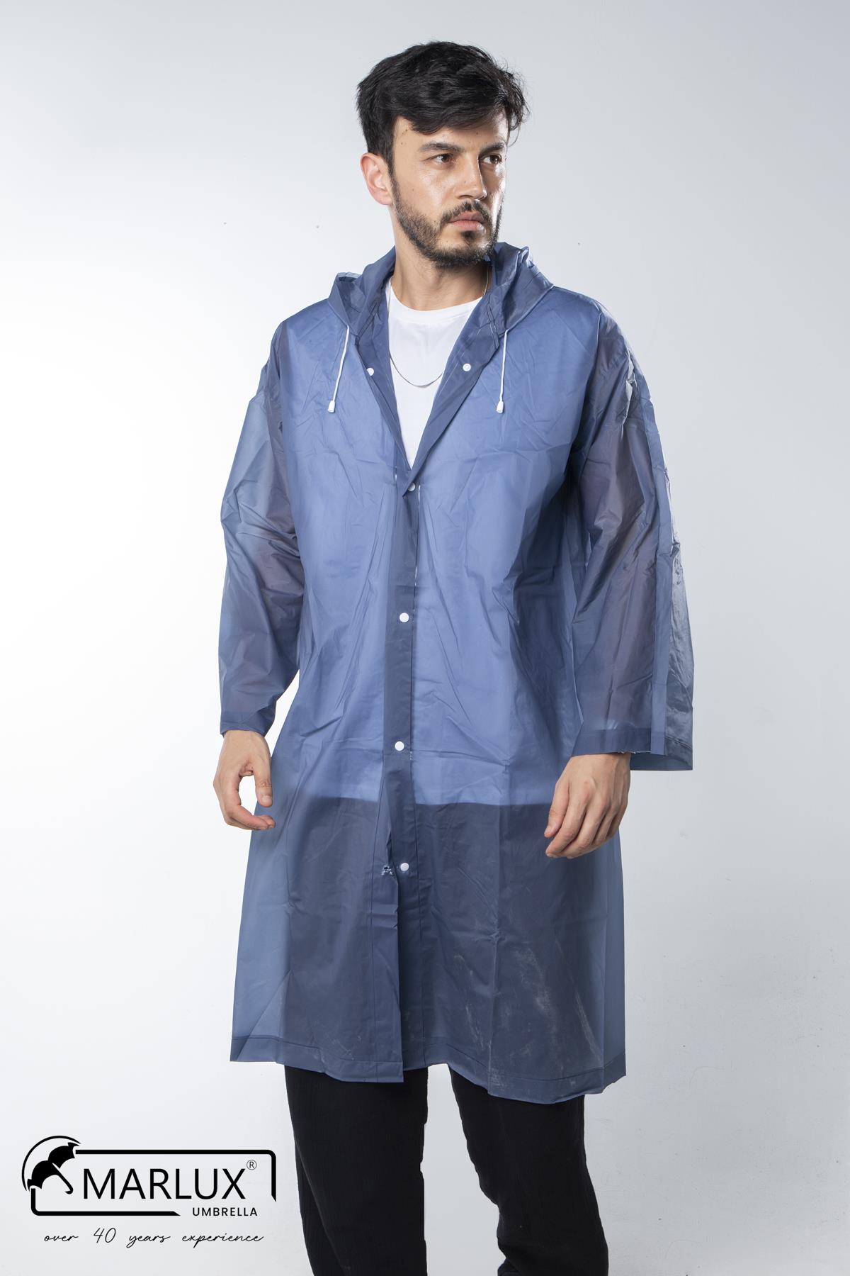Kadın Erkek Yağmurluk Kapüşonlu Çıtçıtlı Eva Lacivert Yağmurluk M21MRC881R04