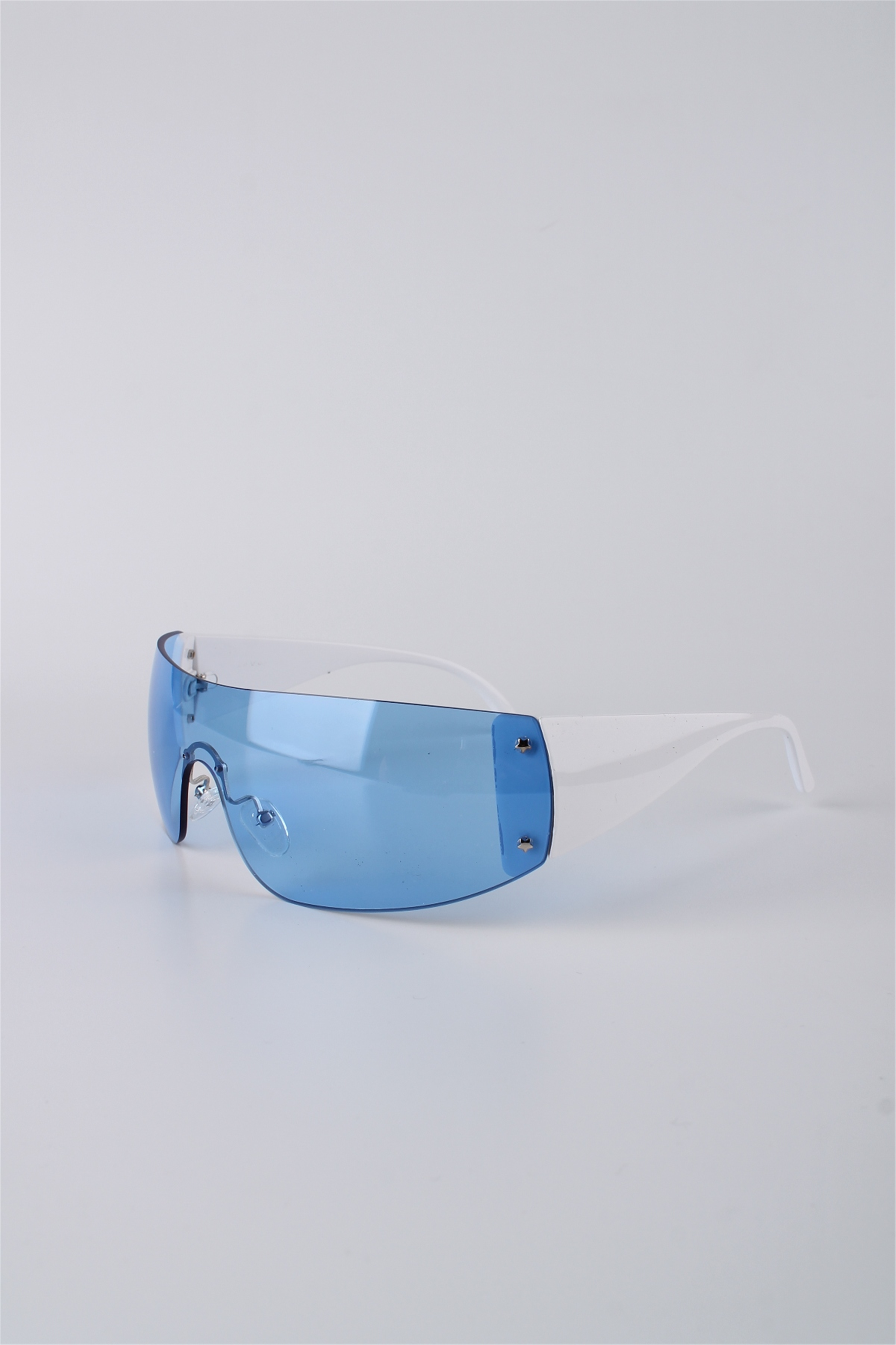 La Viva Beyaz Çerçeveli Mavi Camlı Geometrik Unisex Güneş Gözlüğü GG25LV8548R03