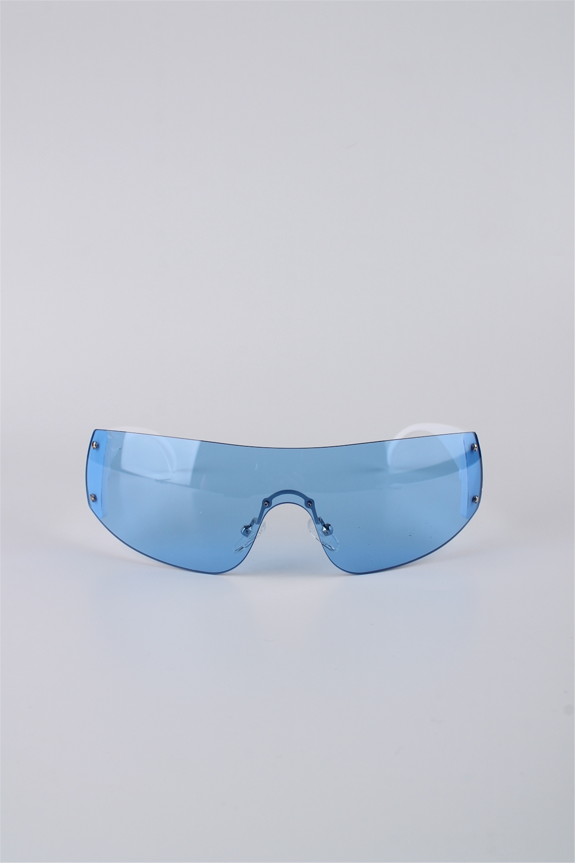 La Viva Beyaz Çerçeveli Mavi Camlı Geometrik Unisex Güneş Gözlüğü GG25LV8548R03