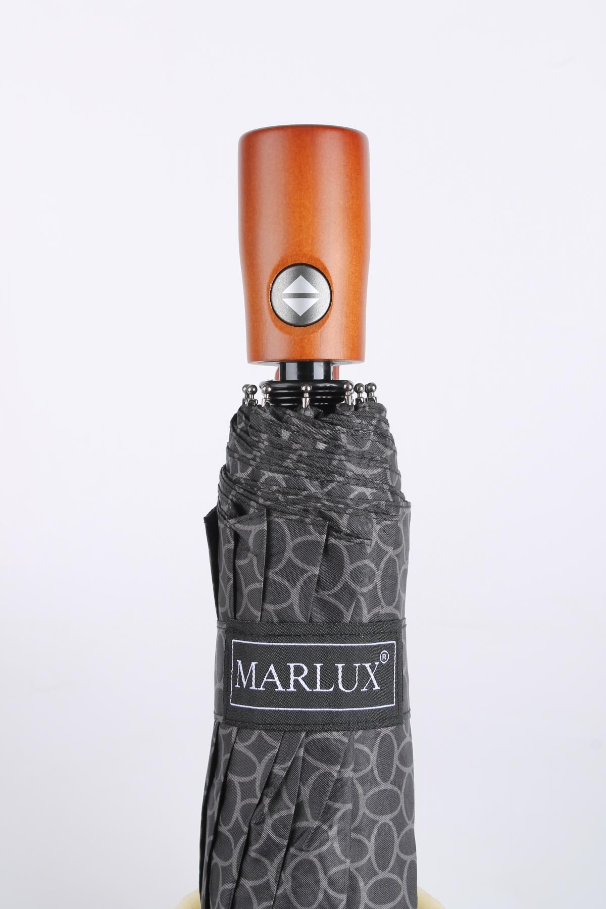 Marlux Geometrik Vakko Desen Ahşap Saplı Tam Otomatik Premium Lüks Kadın Şemsiye M21MAR1002LR001