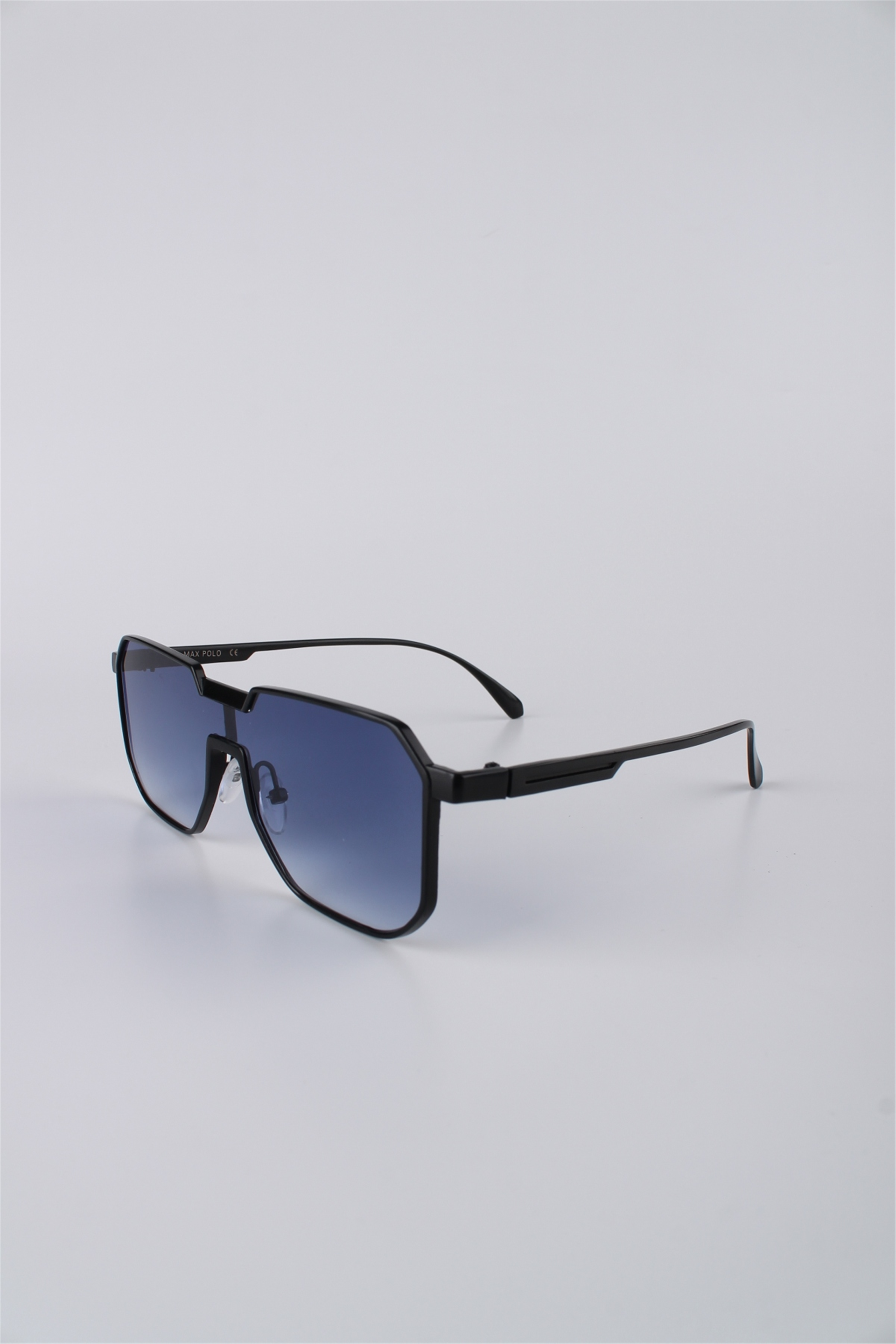 Max Polo Geometrik Çerçeveli Siyah Metal Mavi Degrade Camlı Unisex Güneş Gözlüğü GG25MP2821R02