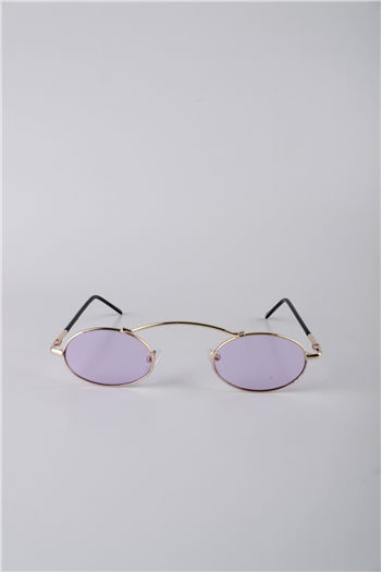By Marine Altın Çerçeveli Oval Mor Camlı Unisex Güneş Gözlüğü GG25BMTOMPL10R05
