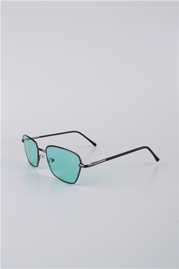By Marine Füme Çerçeveli Geometrik Turkuaz Camlı Unisex Güneş Gözlüğü GG25BMTOMPL3R05