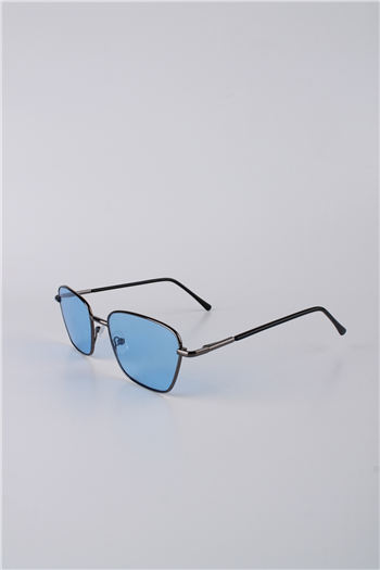 By Marine Füme Çerçeveli Mavi Camlı Geometrik Unisex Güneş Gözlüğü GG25BMTOMPL3R07