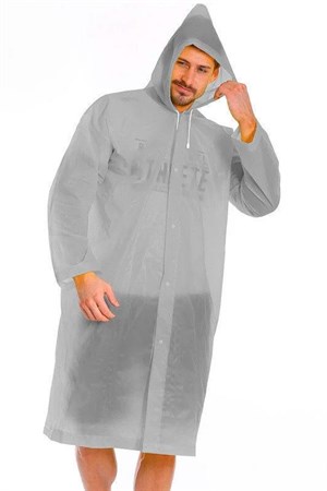 By Marine Kadın Erkek Yağmurluk Kapüşonlu Çıtçıtlı Eva Gri Yağmurluk BYMMRC881R05