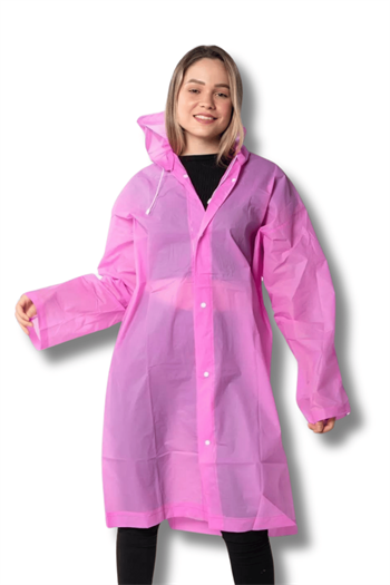 By Marine Kadın Erkek Yağmurluk Kapüşonlu Çıtçıtlı Eva Pembe Yağmurluk BYMMRC881R17