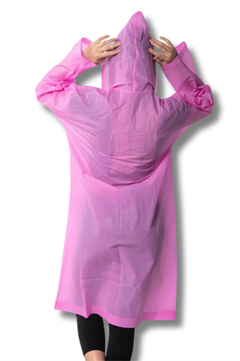 By Marine Kadın Erkek Yağmurluk Kapüşonlu Çıtçıtlı Eva Pembe Yağmurluk BYMMRC881R17