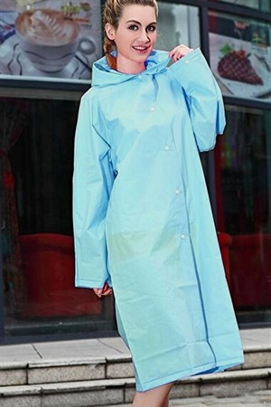 By Marine Kadın Erkek Yağmurluk Kapüşonlu Çıtçıtlı Eva Su Yeşili Yağmurluk BYMMRC881R10