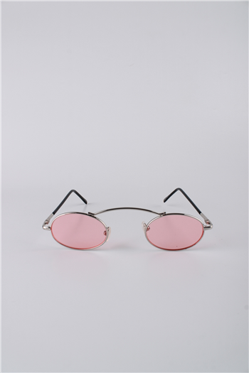 By Marine Oval Çerçeveli Metal Gümüş Pembe Camlı Unisex Güneş Gözlüğü GG25BMTOMPL10R06