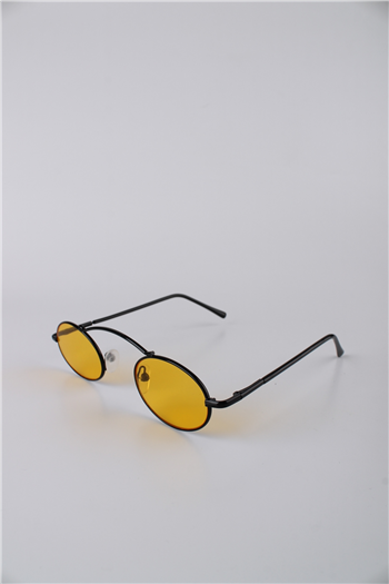 By Marine Siyah Çerçeveli Oval Sarı Camlı Unisex Güneş Gözlüğü GG25BMTOMPL10R04